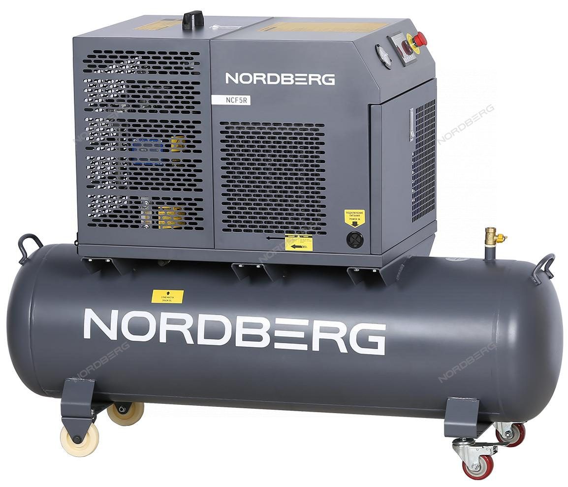 Компрессор винтовой, 4 кВт, 10 бар, 450 л/мин, ресивер 180 л, IP54 NORDBERG NCF5R